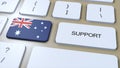 Australia Concept. Button Push 3D Illustration. Support of Country or Government with National Flag