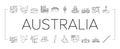 Australia Continent Landscape Icons Set Vector