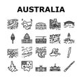 Australia Continent Landscape Icons Set Vector