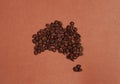 Australia continent map made of coffee beans Royalty Free Stock Photo