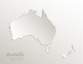 Australia continent map New Zealand, natural paper 3D card