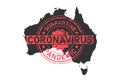 Australia coronavirus stamp. Concept of quarantine, isolation and pandemic of the virus in Canberra and Sydney. Vector