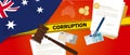 Australia corruption money bribery financial law contract police line for a case scandal government official