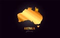 Australia country border map in gold golden metal color design