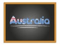 Australia country name and flag color chalk lettering on chalkboard Royalty Free Stock Photo