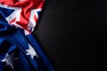 Australia day concept. Australian flag with the text Happy Australia day against a blackboard background. 26 January Royalty Free Stock Photo