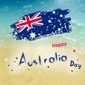 Australia day with grange flag on blur background. Sea and ocean Royalty Free Stock Photo