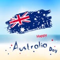 Australia day with grange flag on blur background. Sea and ocean Royalty Free Stock Photo