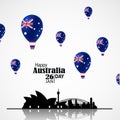 Australia Day. National Flag on Air Balloon and Skyline Royalty Free Stock Photo