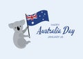 Australia Day Poster with cute koala and Australian flag vector