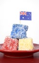 Australia Day red, white and blue lamingtons