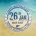 Australia day stamp in vector. Grange blue emblem for australia