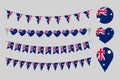 Australia decorative symbols, set of vector design elements, australian flag, love Australia Royalty Free Stock Photo