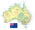 Australia - detailed topographic map - illustration Royalty Free Stock Photo