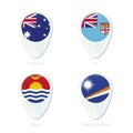 Australia, Fiji, Kiribati, Marshall Islands flag location map pin icon Royalty Free Stock Photo