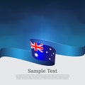 Australia flag background. Wavy ribbon in the color of the australian flag on a blue white background. National poster. Vector Royalty Free Stock Photo