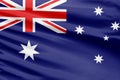 Australia flag is depicted on a sport stitch cloth fabric with folds