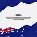 Australia flag design. Waving Australian flag made of satin or silk fabric.