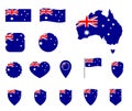 Australia flag icons set, national flag of Commonwealth of Australia Royalty Free Stock Photo