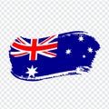 Australia Flag isolated. Flag of Australian Union, brush stroke background. Flag Australia on transparent background. Flag Austral