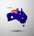 Australia flag on map Royalty Free Stock Photo