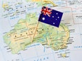 Australia map flag pin Royalty Free Stock Photo