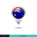 Australia flag map pin vector design template. Royalty Free Stock Photo