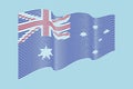 Australia flag vector on blue background. Wave stripes flag, line illustration. Royalty Free Stock Photo