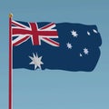 Australia flag wave on blue background vector illustration Royalty Free Stock Photo