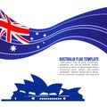 Australia flag wave and opera house symbols