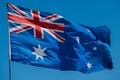 australia flag while waving Royalty Free Stock Photo