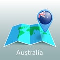 Australia flag world map in pin with name of country Royalty Free Stock Photo