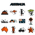 Australia flat icons set