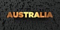Australia - Gold text on black background - 3D rendered royalty free stock picture