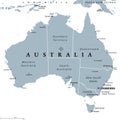 Australia, gray political map with administrative boundaries