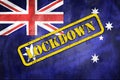 Australia grunge flag illustration with lockdown text view Royalty Free Stock Photo