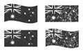 Australia grunge flag set, dark gray isolated on white background, vector illustration for your web site design, app, UI Royalty Free Stock Photo