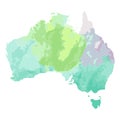 Australia. Hand drawn watercolor colorful map. Royalty Free Stock Photo