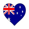 Australia Heart Shape Flag. Love Australia. Visit Australia. Vector Illustration Graphic