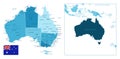 Australia - highly detailed blue map.