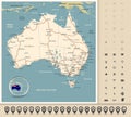 Australia - Highly detailed editable road map Royalty Free Stock Photo