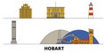 Australia, Hobart flat landmarks vector illustration. Australia, Hobart line city with famous travel sights, skyline Royalty Free Stock Photo
