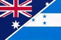Australia and Honduras symbol of national flags from textile