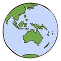 Australia icon. Continent on round global planet map