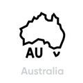 Australia icon Map with Tasmania vector icon. Editable line illustration