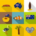 Australia icon set, flat style