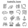 Australia icon set in thin line style