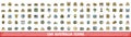 100 australia icons set, color line style Royalty Free Stock Photo