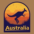 Australia - kangaroo jump against sunset