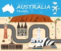 Australia Landmark Global Travel And Journey Infographic Vector